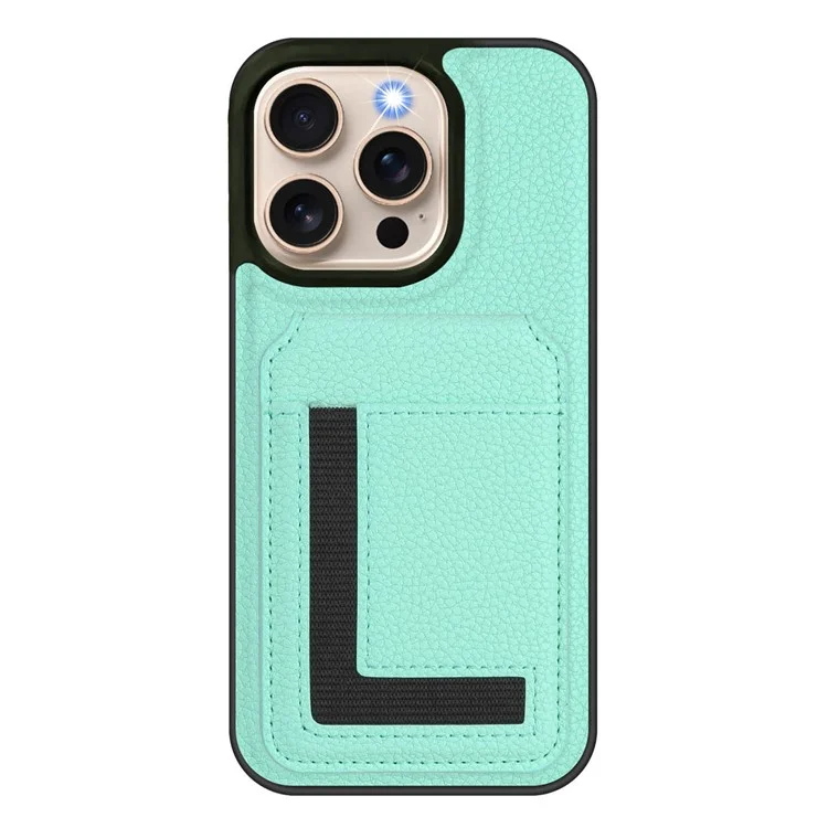 Für iPhone 16 Pro Max Magnetische Hülle TPU + PU Leder Handyrückseite mit abnehmbarem Kartenhalter - Mintgrün
