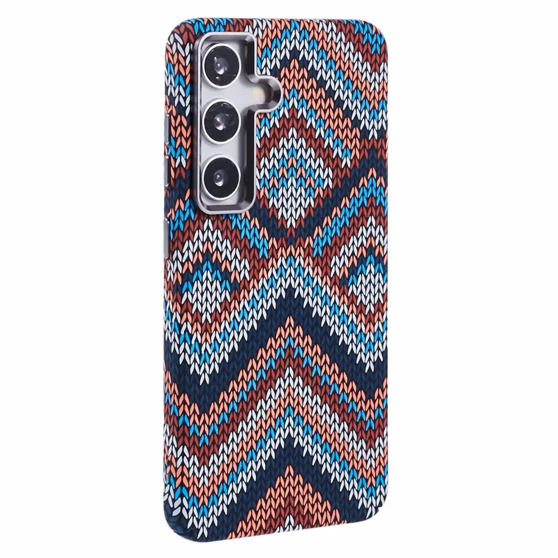 For Samsung Galaxy S25+ Magnetic Case Carbon Fiber Texture Water Transfer PC Phone Cover - Retro Pattern