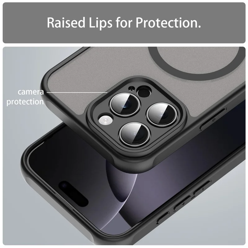 Für iPhone 16 Pro Hülle kompatibel mit MagSafe Stoßfest PC + TPU Handyhülle - Schwarz