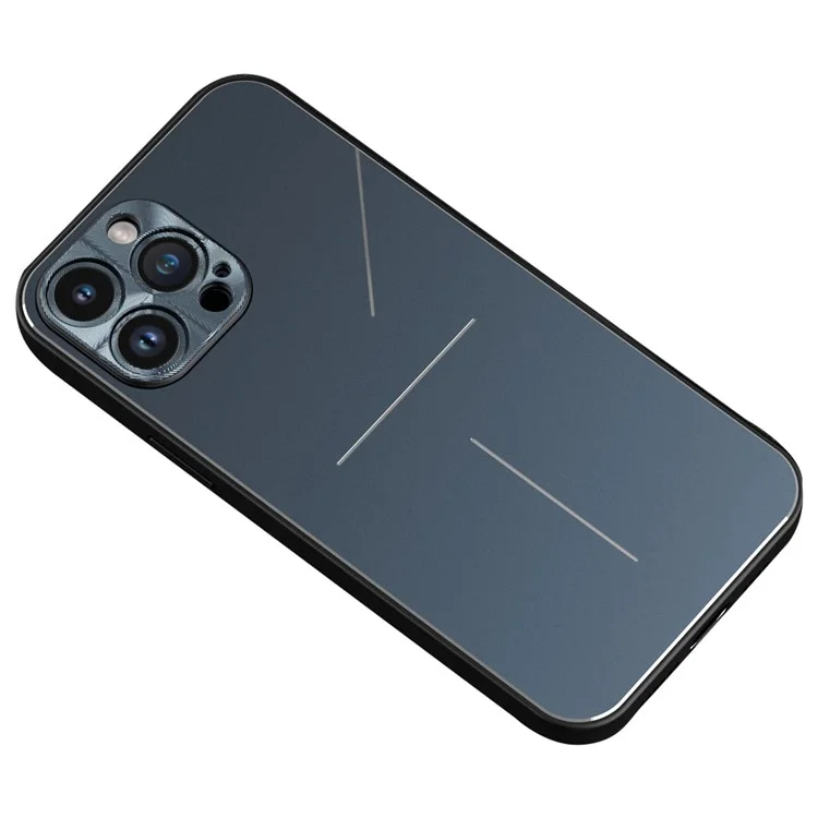 R-just RJ-52 Para Iphone 14 Pro Max Ultra Ultra Slim Telephip Case Con Diseño de Tres Líneas Recortes Precisos a Prueba de Choques de Protección Trasera - Azul