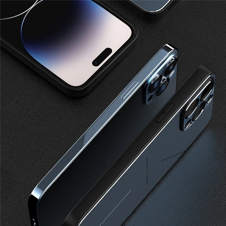 R-just RJ-52 Para Iphone 14 Pro Max Ultra Ultra Slim Telephip Case Con Diseño de Tres Líneas Recortes Precisos a Prueba de Choques de Protección Trasera - Azul