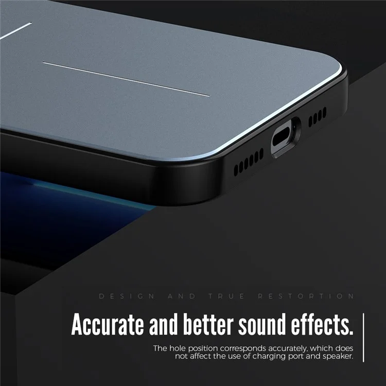 R-just RJ-52 Para Iphone 14 Pro Max Ultra Ultra Slim Telephip Case Con Diseño de Tres Líneas Recortes Precisos a Prueba de Choques de Protección Trasera - Azul