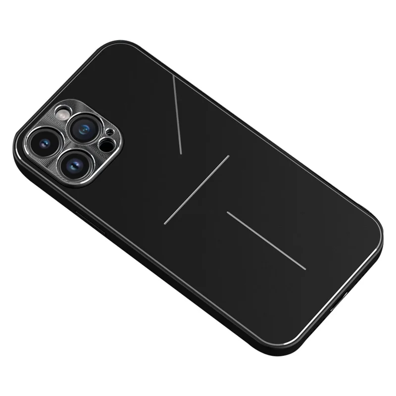 R-JUST RJ-52 for iPhone 14 Pro Max Ultra Slim Phone Case with Three-line Design Precise Cutouts Shockproof Protective Back Cover - Black