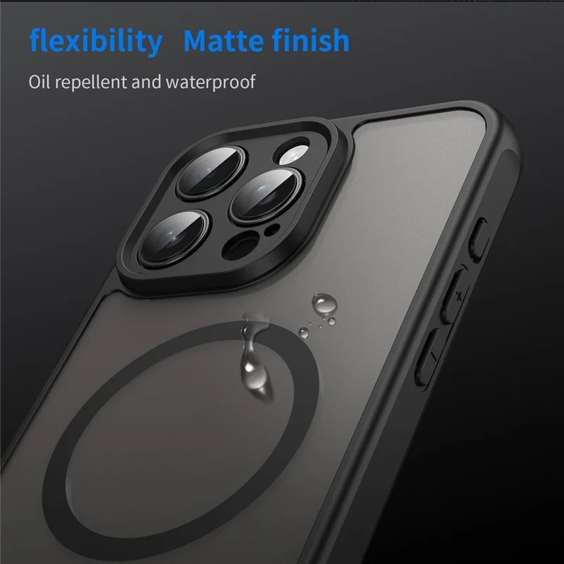 For iPhone 16 Pro Max Case Compatible with MagSafe Anti Drop PC + TPU Phone Cover - Black