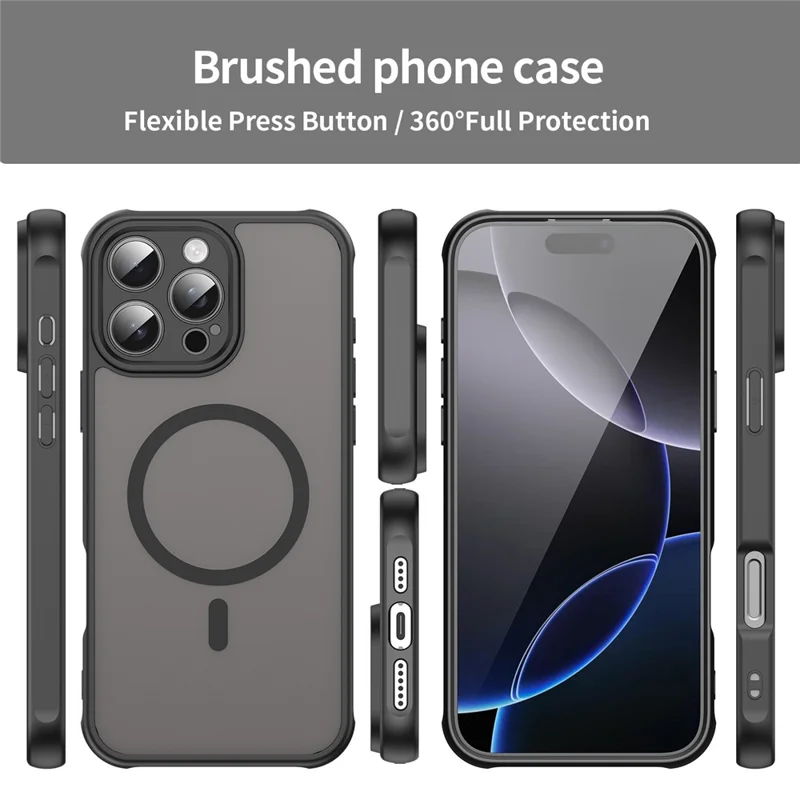For iPhone 16 Pro Max Case Compatible with MagSafe Anti Drop PC + TPU Phone Cover - Black
