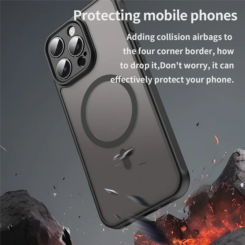 For iPhone 16 Pro Max Case Compatible with MagSafe Anti Drop PC + TPU Phone Cover - Black