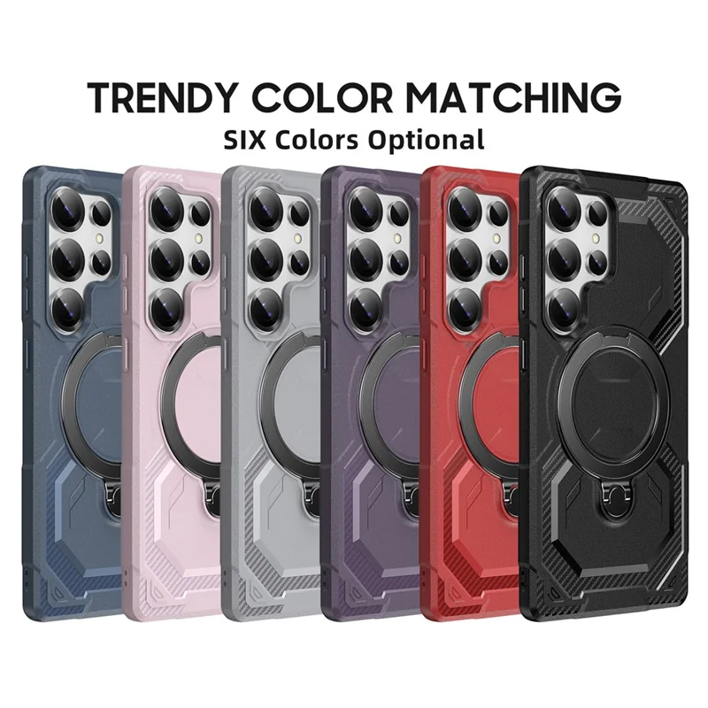 For Samsung Galaxy S25 Ultra Case Compatible with MagSafe Kickstand TPU + PC Phone Cover - Black