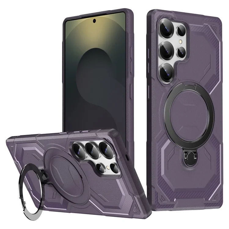 For Samsung Galaxy S25 Ultra Case Compatible with MagSafe Kickstand TPU + PC Phone Cover - Dark Purple
