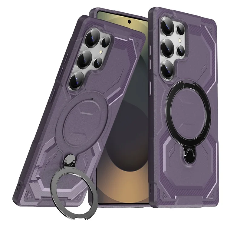 For Samsung Galaxy S25 Ultra Case Compatible with MagSafe Kickstand TPU + PC Phone Cover - Dark Purple