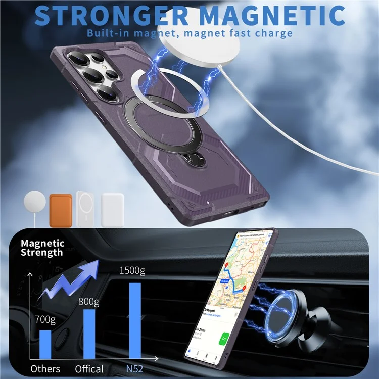 For Samsung Galaxy S25 Ultra Case Compatible with MagSafe Kickstand TPU + PC Phone Cover - Dark Purple
