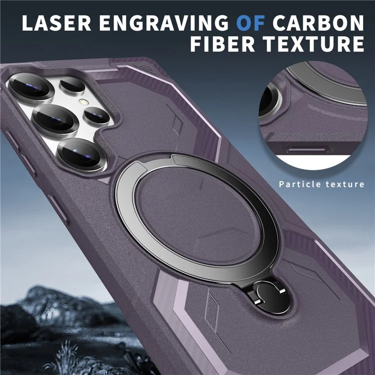 For Samsung Galaxy S25 Ultra Case Compatible with MagSafe Kickstand TPU + PC Phone Cover - Dark Purple