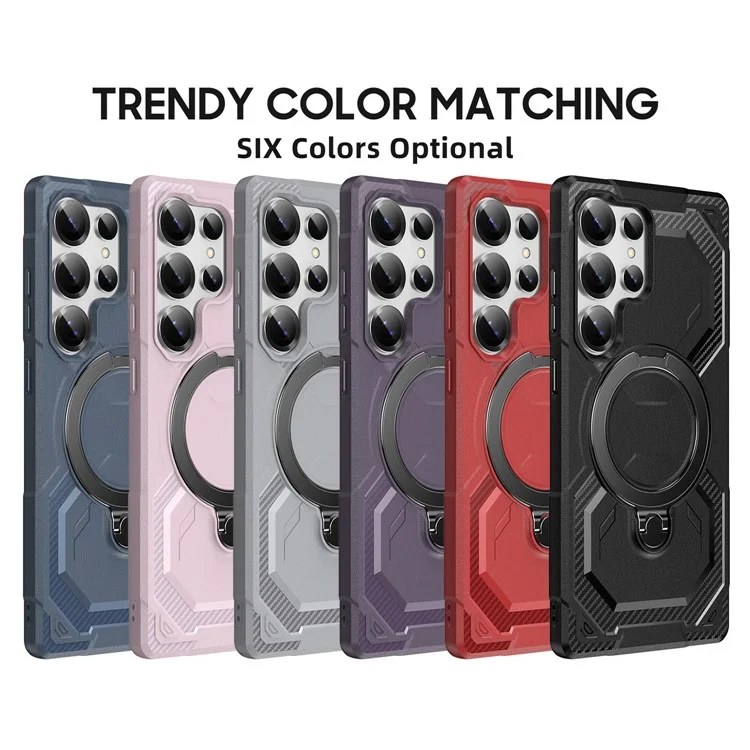 For Samsung Galaxy S25 Ultra Case Compatible with MagSafe Kickstand TPU + PC Phone Cover - Dark Purple