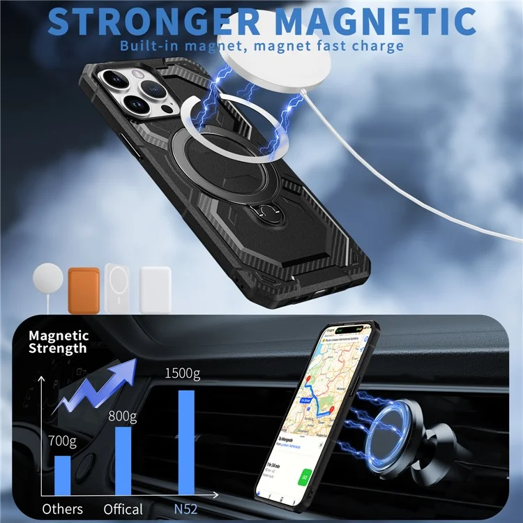 Funda Compatible con MagSafe para iPhone 13 Pro con Soporte Plegable - TPU + PC - Negro