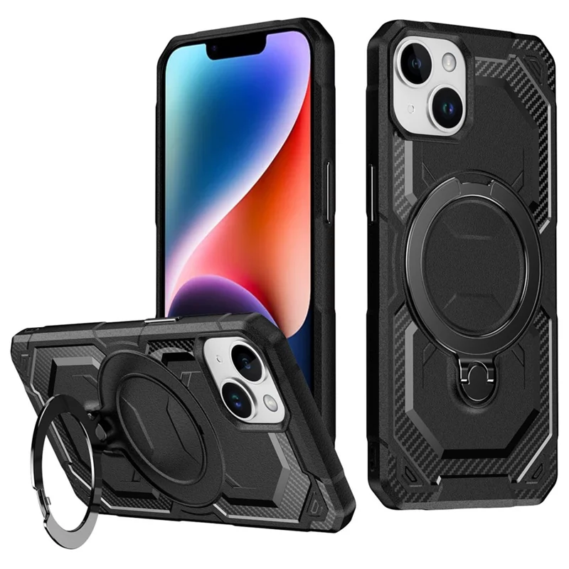 For iPhone 14 / 13 Case Compatible with MagSafe Kickstand TPU + PC Phone Cover - Black