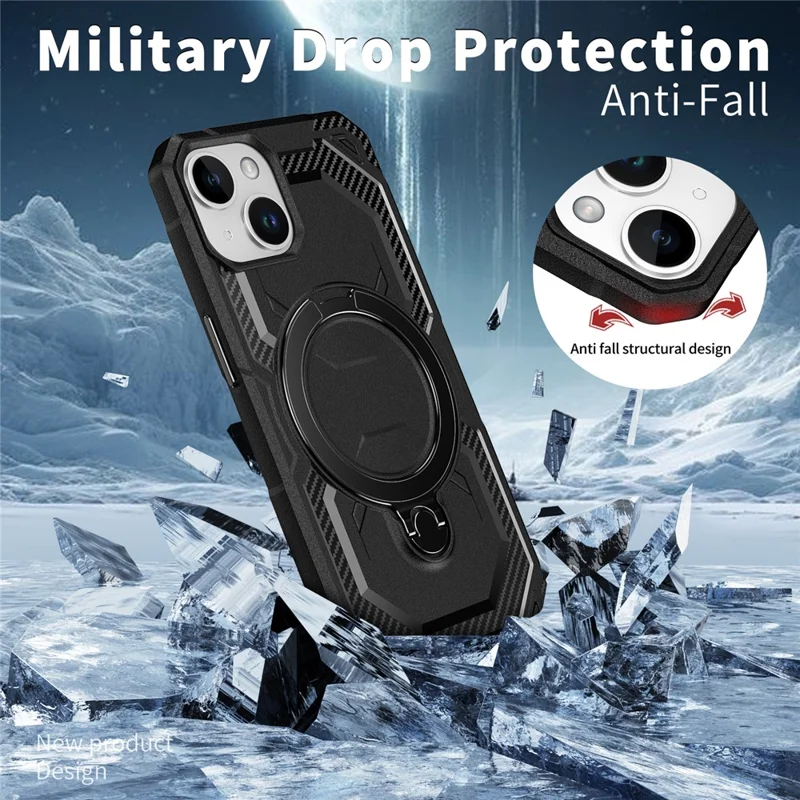 For iPhone 14 / 13 Case Compatible with MagSafe Kickstand TPU + PC Phone Cover - Black