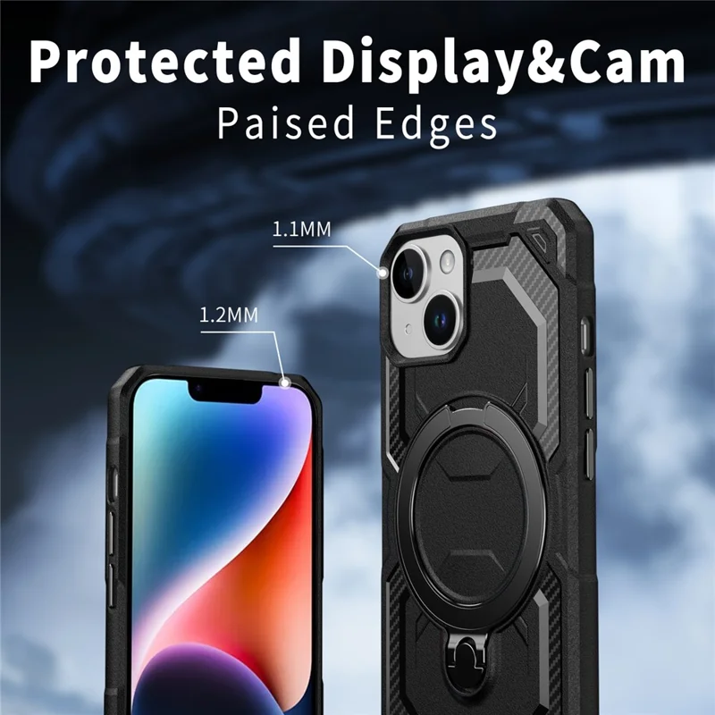 For iPhone 14 / 13 Case Compatible with MagSafe Kickstand TPU + PC Phone Cover - Black