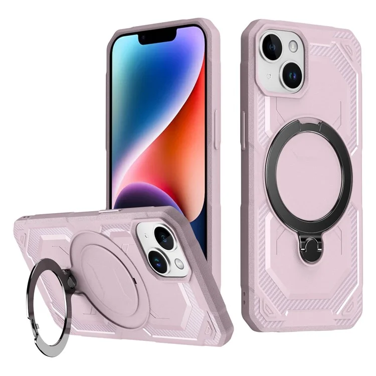 Cover per iPhone 15 Plus / 14 Plus Compatibile con MagSafe, Supporto Integrato, Cover per Telefono in TPU + PC - Rosa