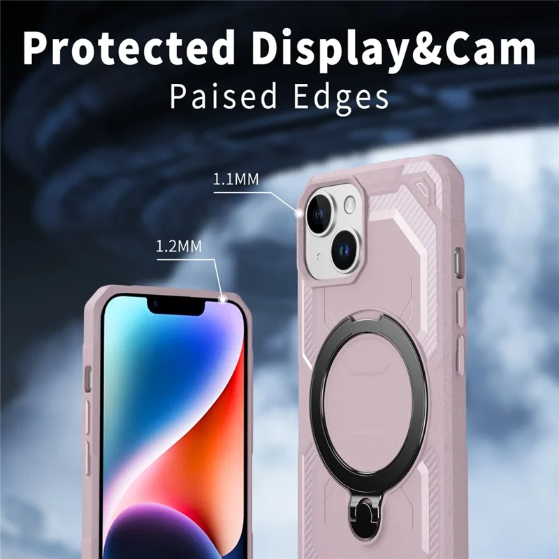 Cover per iPhone 15 Plus / 14 Plus Compatibile con MagSafe, Supporto Integrato, Cover per Telefono in TPU + PC - Rosa