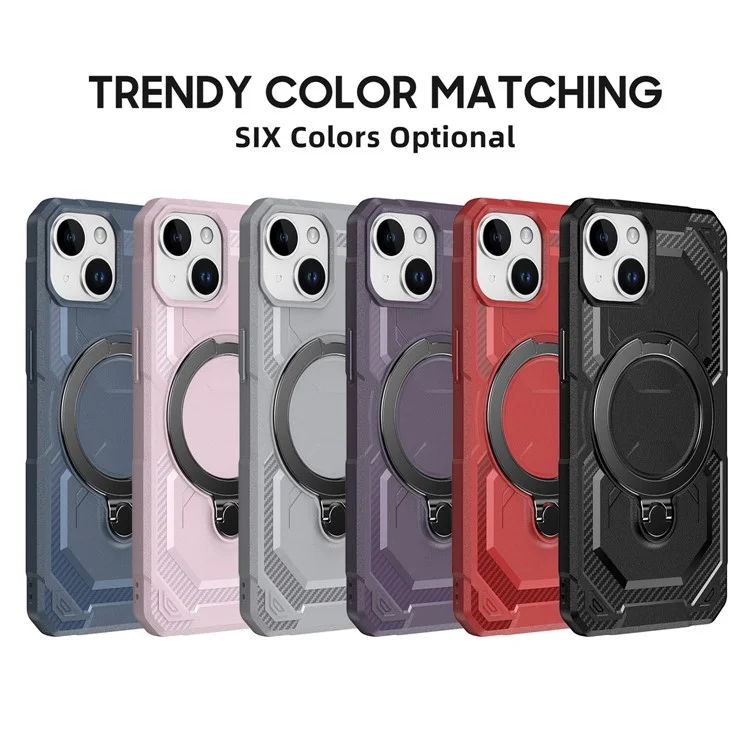 Cover per iPhone 15 Plus / 14 Plus Compatibile con MagSafe, Supporto Integrato, Cover per Telefono in TPU + PC - Rosa