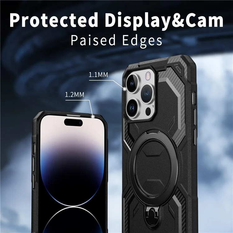For iPhone 14 Pro Case Compatible with MagSafe Kickstand TPU + PC Phone Cover - Black