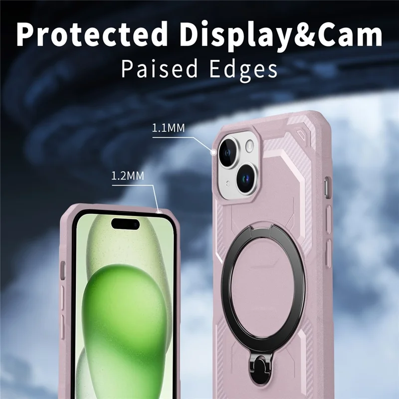 For iPhone 15 Case Compatible with MagSafe Kickstand TPU + PC Phone Cover - Pink
