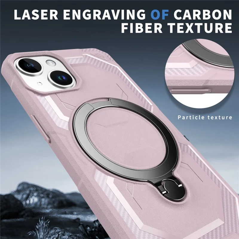 For iPhone 15 Case Compatible with MagSafe Kickstand TPU + PC Phone Cover - Pink