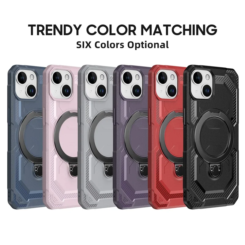 For iPhone 15 Case Compatible with MagSafe Kickstand TPU + PC Phone Cover - Pink