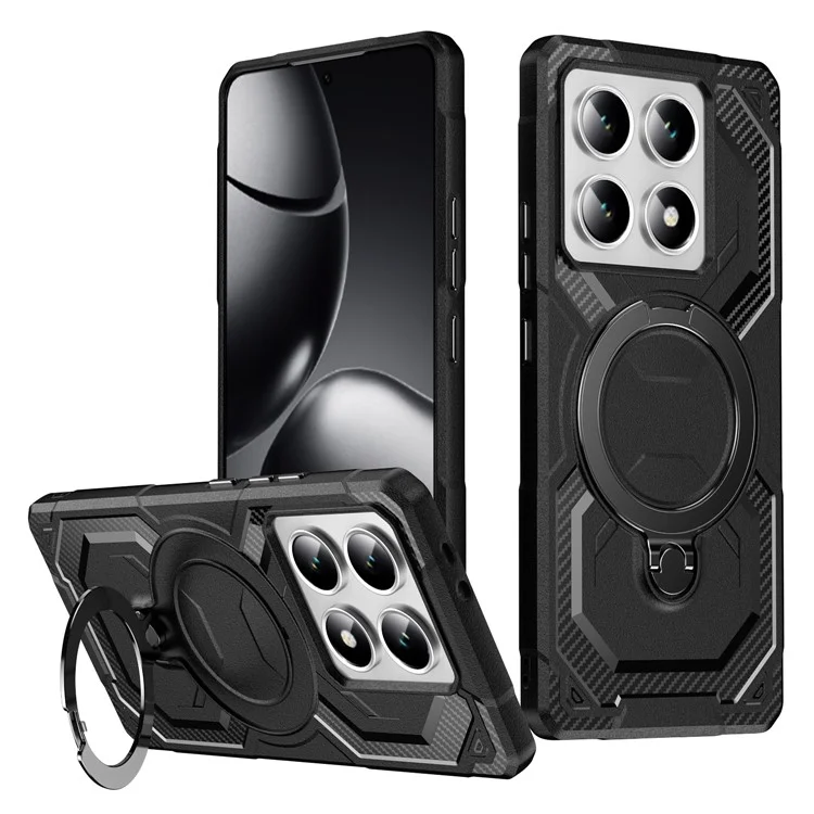 For Xiaomi 14T Pro Case Compatible with MagSafe Kickstand TPU + PC Phone Cover - Black