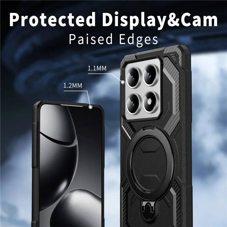 For Xiaomi 14T Pro Case Compatible with MagSafe Kickstand TPU + PC Phone Cover - Black