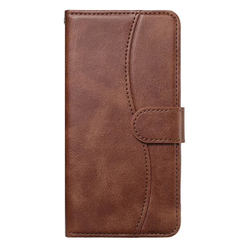 For Samsung Galaxy A17 5G / A17 4G / A26 5G Stand Case with Strap PU Leather Wallet Phone Cover S Shape Stitching Design - Coffee