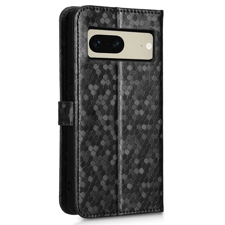 Case de Teléfono Anti-scratch Para Google Pixel 7 5G, Patrón de Puntos Patrón Impreso Stand Stan Cell Telephip Willet Cover Con Correa - Negro