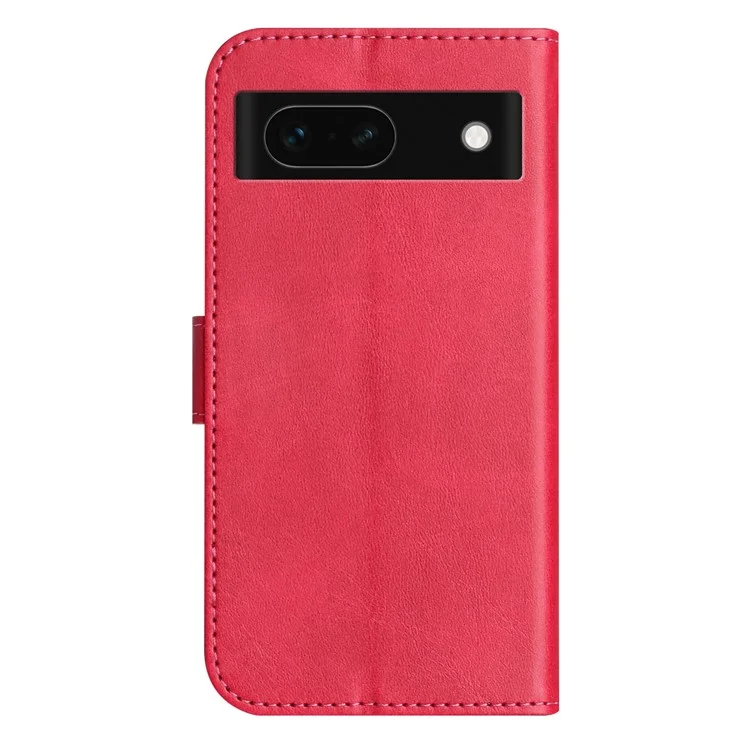 For Google Pixel 8a Stand Case with Strap PU Leather Wallet Phone Cover S Shape Stitching Design - Rose