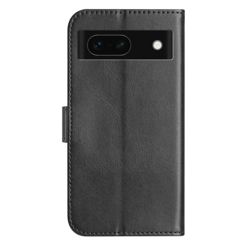 For Google Pixel 8a Stand Case with Strap PU Leather Wallet Phone Cover S Shape Stitching Design - Black