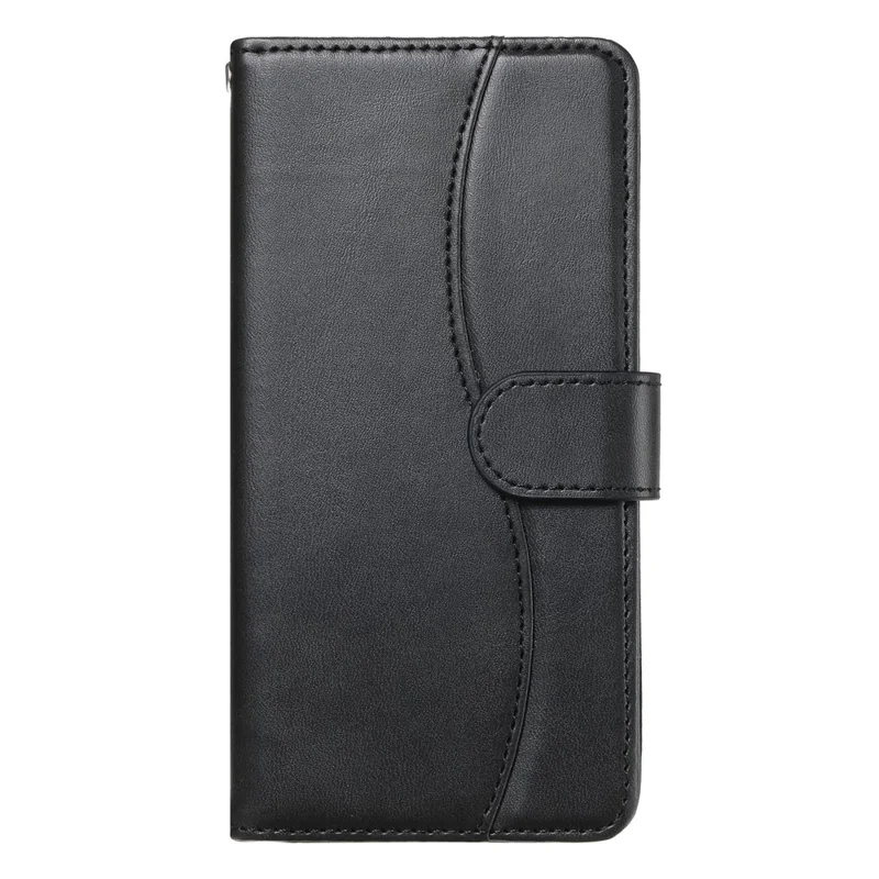 For Google Pixel 8a Stand Case with Strap PU Leather Wallet Phone Cover S Shape Stitching Design - Black