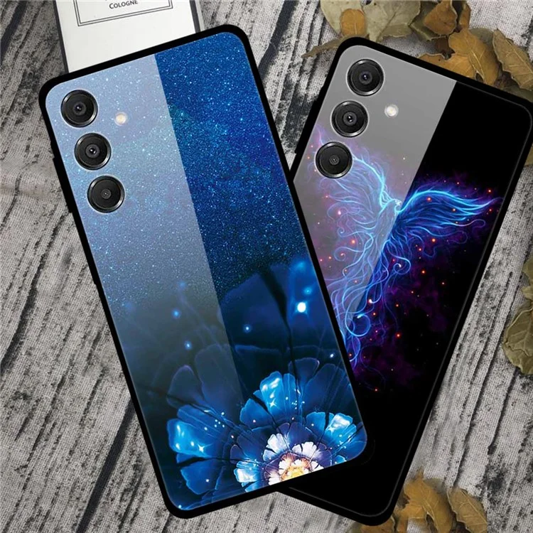 For Samsung Galaxy A16 5G / A16 4G Case Anti Drop PC + Tempered Glass + TPU Phone Cover Pattern Printing - Blue Phoenix