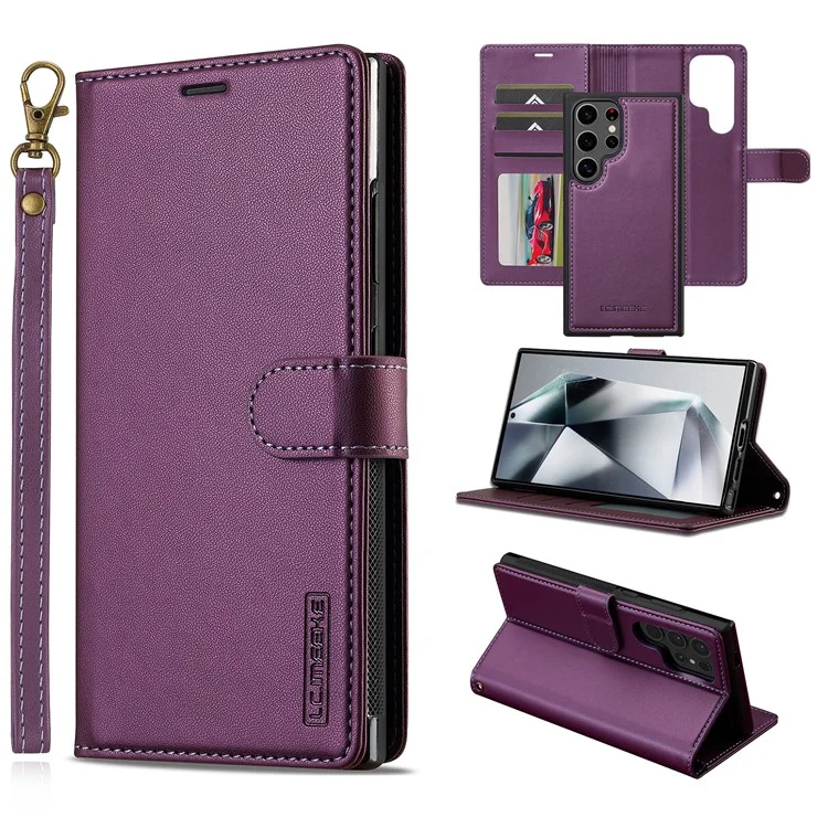 LC.IMEEKE Serie L2 per Samsung Galaxy S25 Ultra Custodia Portafoglio in Pelle PU Copertina Magnetica Staccabile - Viola