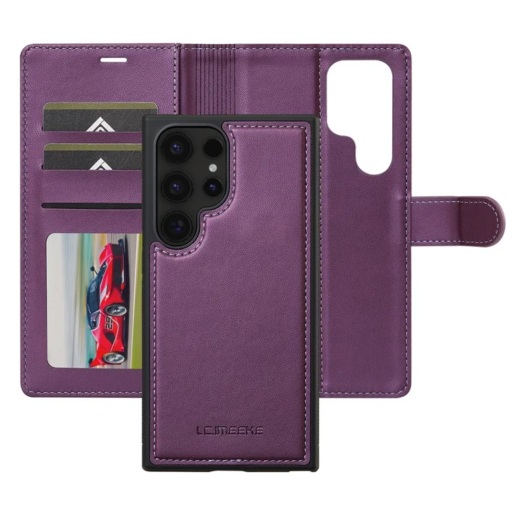 LC.IMEEKE Serie L2 per Samsung Galaxy S25 Ultra Custodia Portafoglio in Pelle PU Copertina Magnetica Staccabile - Viola