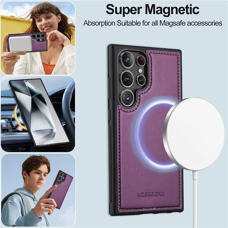LC.IMEEKE Serie L2 per Samsung Galaxy S25 Ultra Custodia Portafoglio in Pelle PU Copertina Magnetica Staccabile - Viola