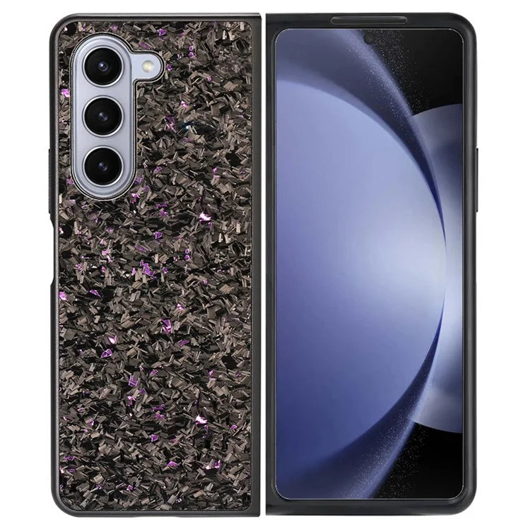Für Samsung Galaxy Z Fold5 5G Hülle Geschmiedete Textur Aramidfaser + TPU Rutschfeste Handyhülle - Lila