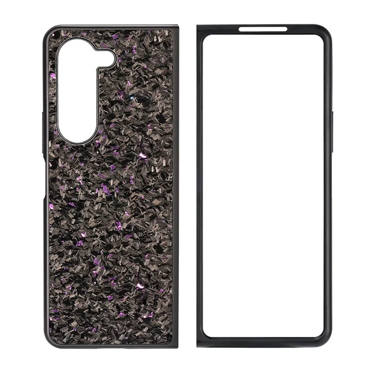 Für Samsung Galaxy Z Fold5 5G Hülle Geschmiedete Textur Aramidfaser + TPU Rutschfeste Handyhülle - Lila
