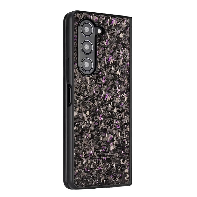 Für Samsung Galaxy Z Fold5 5G Hülle Geschmiedete Textur Aramidfaser + TPU Rutschfeste Handyhülle - Lila