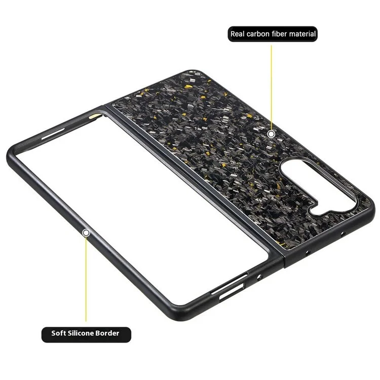 Für Samsung Galaxy Z Fold5 5G Hülle Geschmiedete Textur Aramidfaser + TPU Rutschfeste Handyhülle - Lila