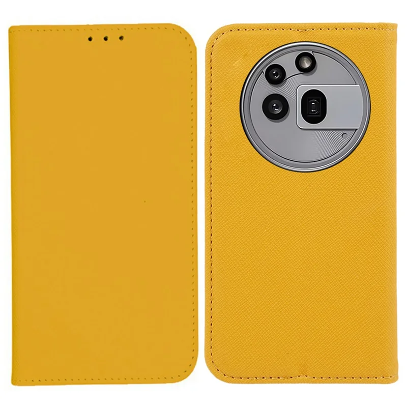 For Nothing Phone (3a) Pro Case Cross Texture Leather Phone Cover Hidden Magnetic - Yellow