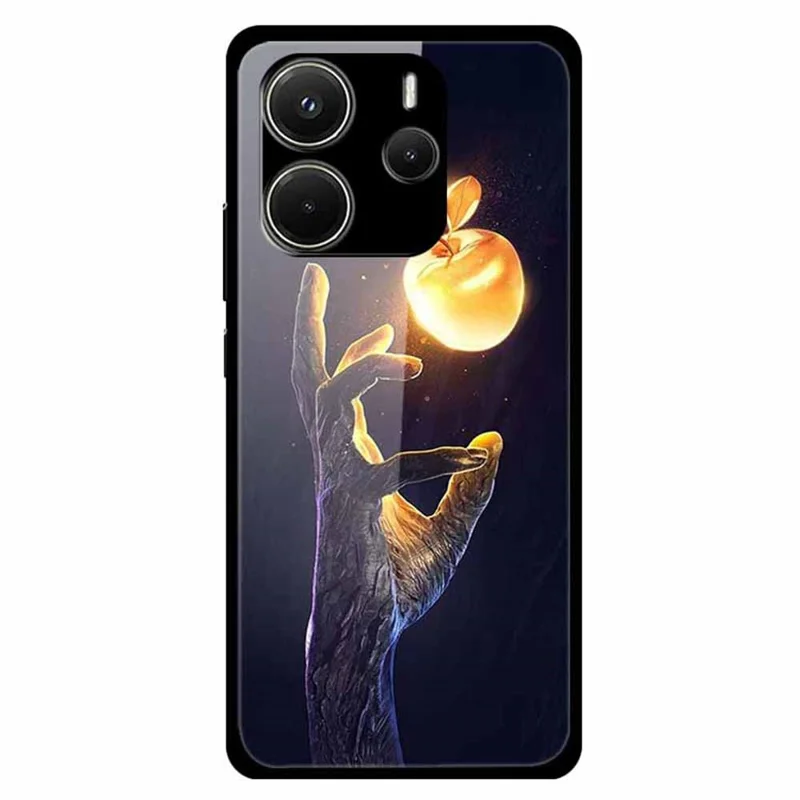 For Xiaomi Redmi Note 14 4G (163.25mm) Case Stylish Pattern PC+TPU+Tempered Glass Cell Phone Cover - Golden Fruit