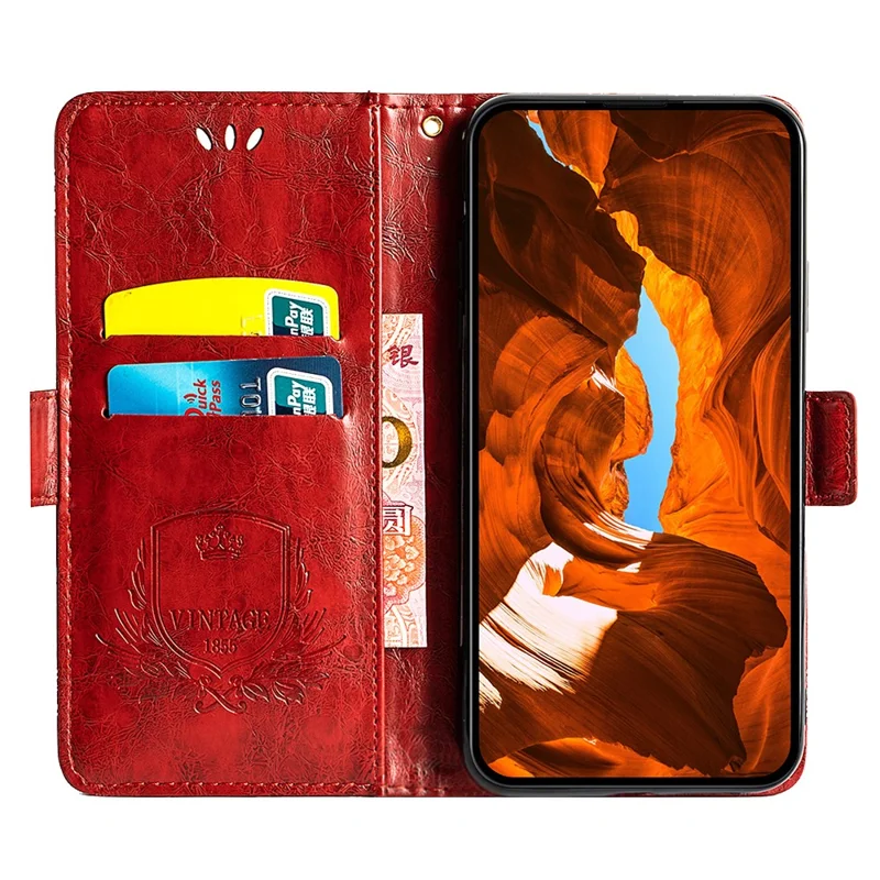 For iPhone 16e Case Flower Imprint Wallet Leather Phone Cover with Side Buckle - Red