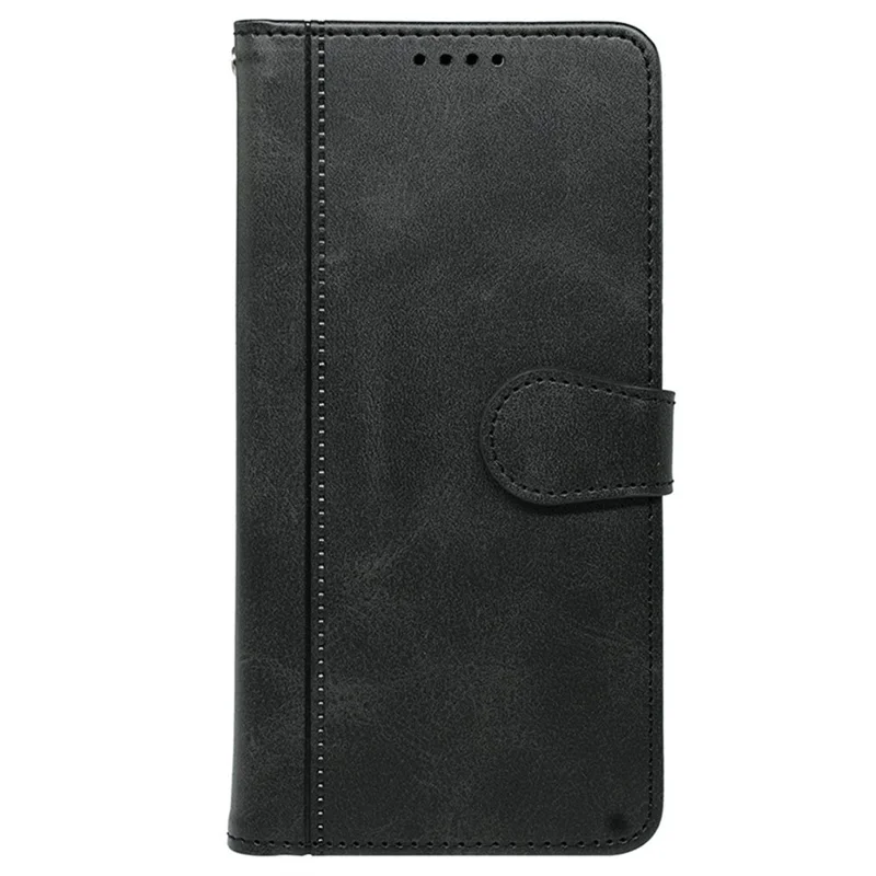 For iPhone 16e Case Calf Texture Leather Stand Book Style Phone Cover - Black