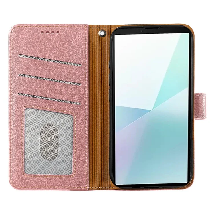 For iPhone 16e Case Wallet RFID Blocking Litchi Texture Leather Phone Cover - Rose Gold