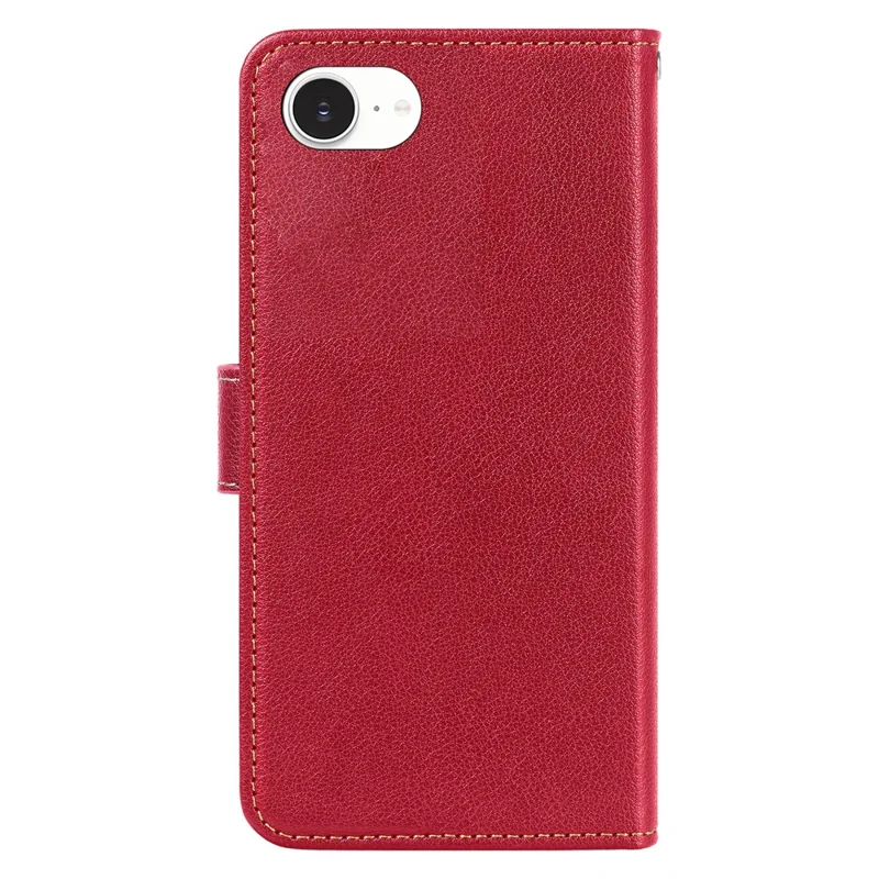 For iPhone 16e Case Wallet RFID Blocking Litchi Texture Leather Phone Cover - Red