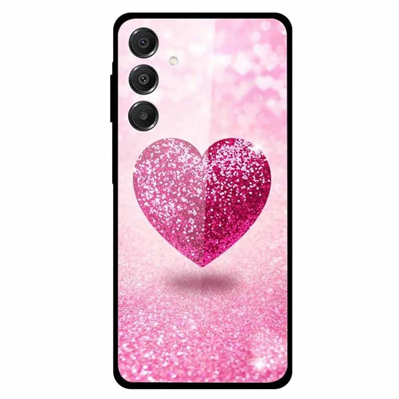 For Samsung Galaxy A16 5G / A16 4G Case Pattern Print Tempered Glass Cell Phone Cover - Heart