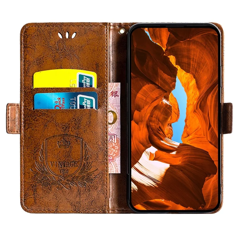 For Nothing Phone (3a) Pro Case Flower Imprint Wallet Leather Phone Cover with Side Buckle - Brown